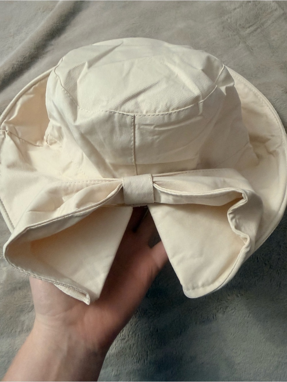 Cream Bow Sun Hat - Women’s Wide Brim Hat